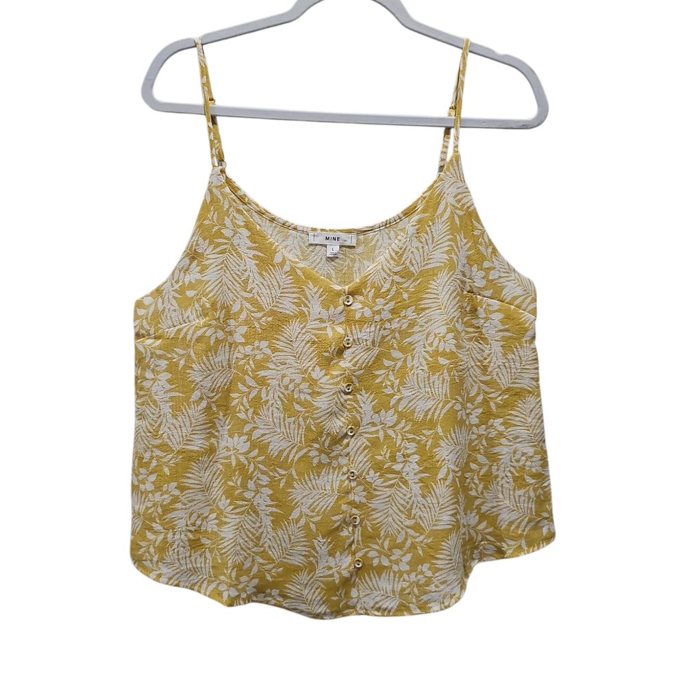 New Anthropologie Mine Women's Yellow Floral Tropical Print Tank Top Size S M